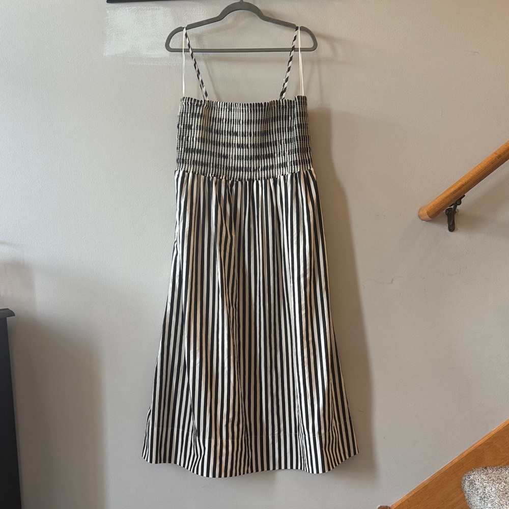 Evereve Black and White Striped Midi Dress